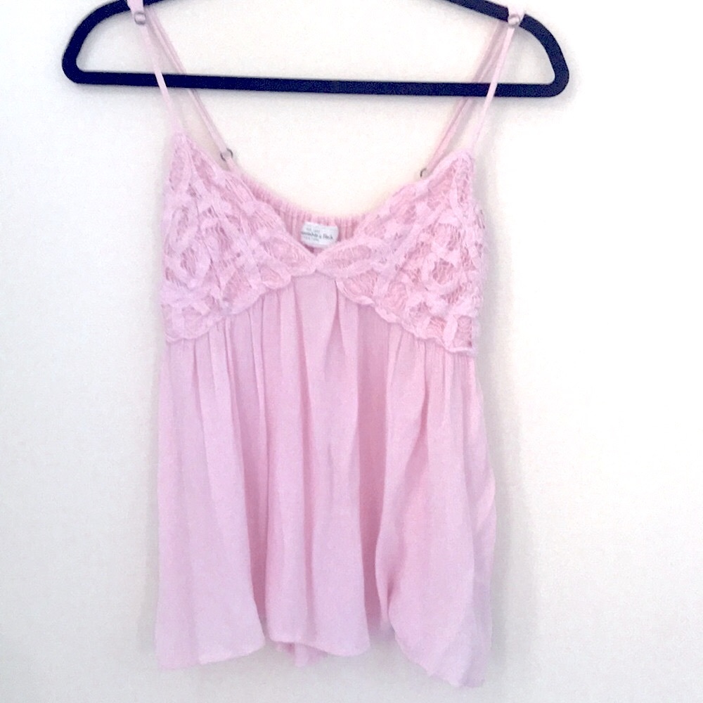 Abercrombie Soft Pink Spaghetti Strap Crochet Lace